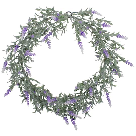 16" White LED Lighted White & Purple Lavender Artificial Spring Wreath By Northlight | 3" x 16" | Michaels®